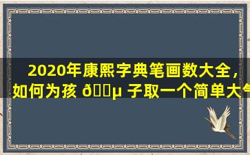 2020年康熙字典笔画数大全，如何为孩 🐵 子取一个简单大气的名字